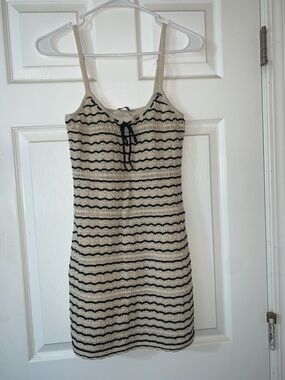 4/$30 Hollister Cream and Black Lace-Striped Dress